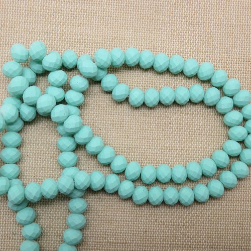 Perles en verre bleu-vert givré 8mm à facette - lot de 10