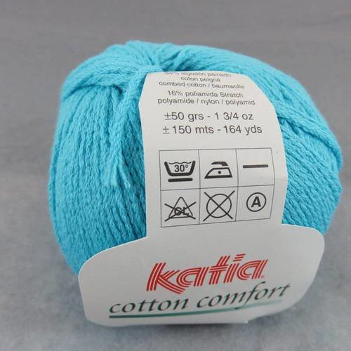 Coton katia cotton comfort bleu turquoise pelote fil coton polyamide