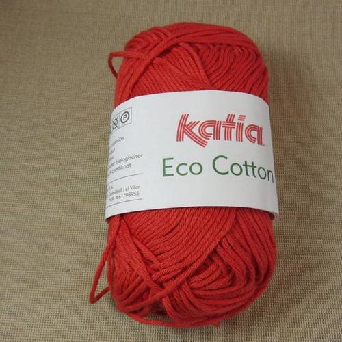 Coton bio rouge katia eco cotton pelote fil 100% organique biologique