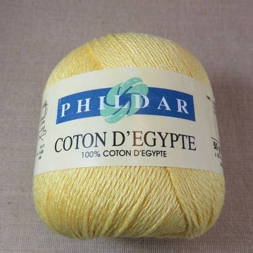 Fil phildar coton d'egypte jaune mimosa pelote fils 100% coton d'egypte