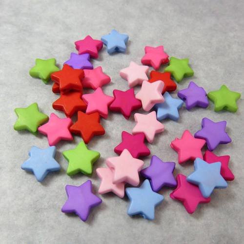 Perles étoile multicolore acrylique 9mm - lot de 25