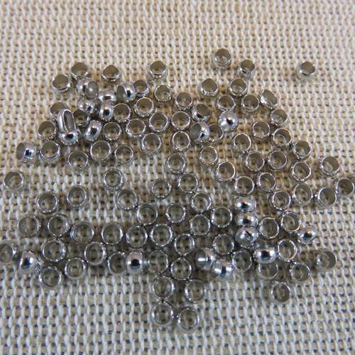 Perles à écraser argenté 3mm en métal - lot de 50