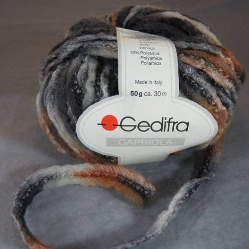 Pelote laine fantaisie gedifra capriola dégradé gris noir marron 70% laine vierge tricot crochet