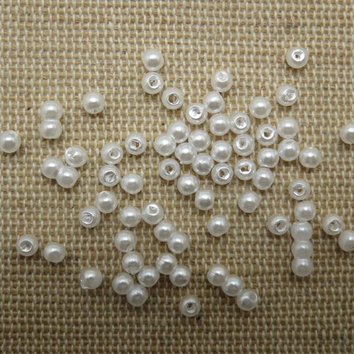 Perles de rocaille 3mm blanche - lot de 100