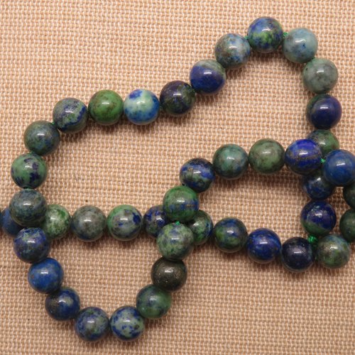 Perles phoenix lapis lazuli malachite 8mm pierre de gemme - lot de 10
