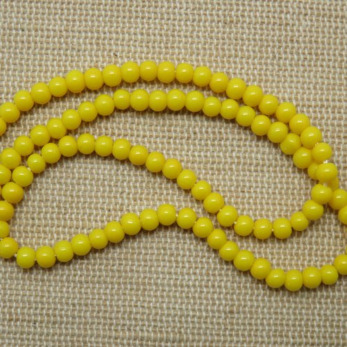 Perles jaune en verre 4mm - lot de 30