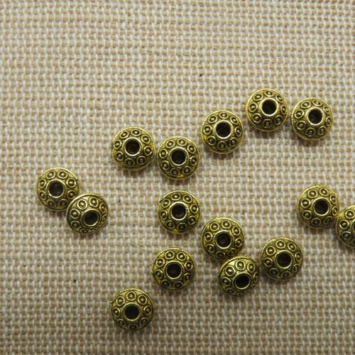 Perles soucoupe doré 6mm en métal - lot de 15