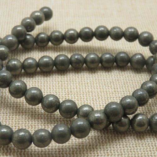 Perles pyrite 6mm  ronde - lot de 10 pierre de gemme
