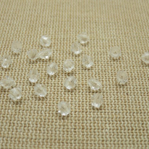 Perles bicône 4mm à facette acrylique - lot de 25