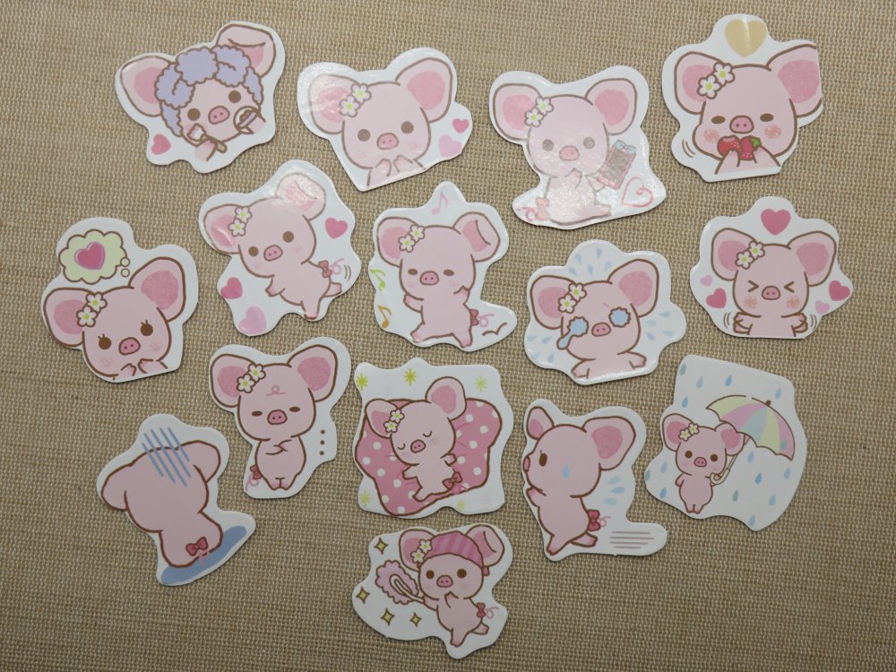 Étiquettes autocollant cochon kawaii scrapbooking - stickers