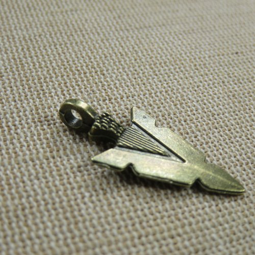 Pendentif pointe de flèche bronze 30mm - breloque pour bijoux homme punk