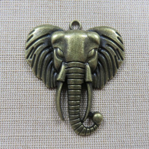Pendentif tête éléphant bronze hindou ganesh 55mm en métal