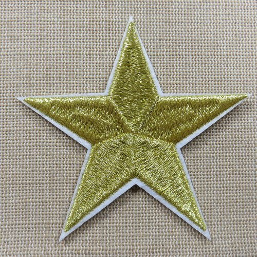 Patch étoile or thermocollant 75mm - écusson à repasser textile étoile