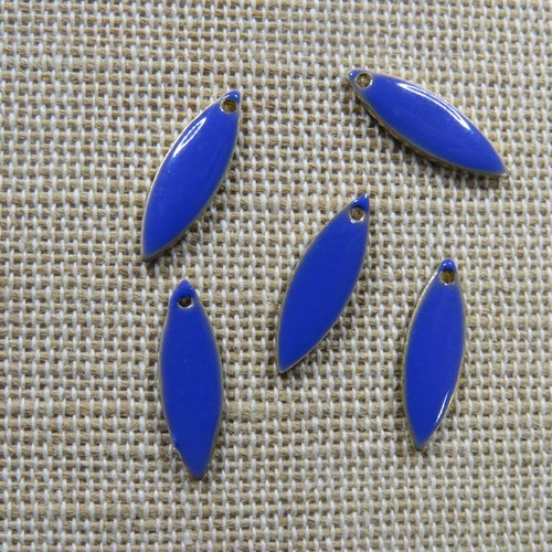 Breloques marquise sequins émaillé bleu 16mm apprêt bijoux - lot de 5