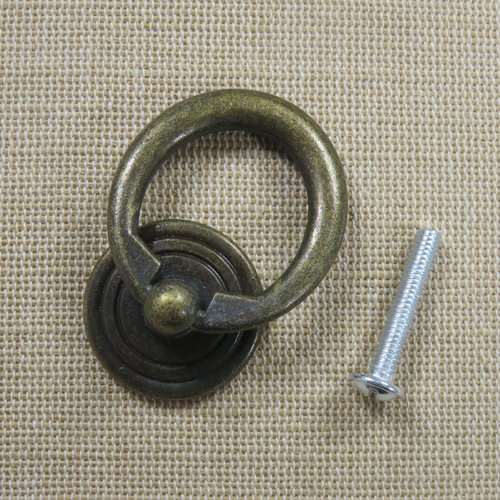 Poignée anneau de tiroir bronze porte meuble style rétro ancien