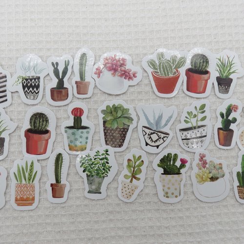 Stickers cactus plante grasse scrapbooking - 25pcs