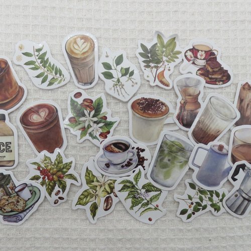 Étiquettes pause café autocollant stickers scrapbooking - 23pcs