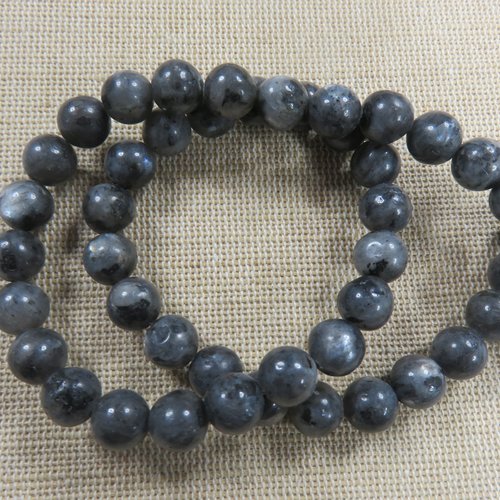 Perles labradorite noir mat 8mm pierre de gemme - lot de 10