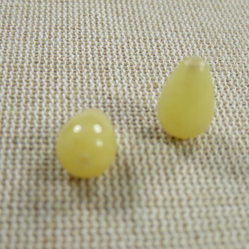 Perles agate goutte jaune 12x8mm pierre de gemme - lot de 2