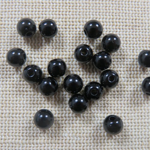 Perles noir 6mm en acrylique - lot de 25