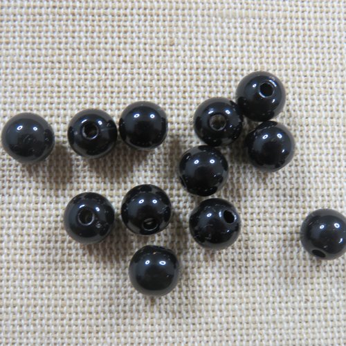 Perles noir 8mm en acrylique - lot de 25