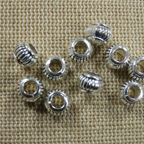 Perles lanterne argenté en métal 7x5mm - lot de 10
