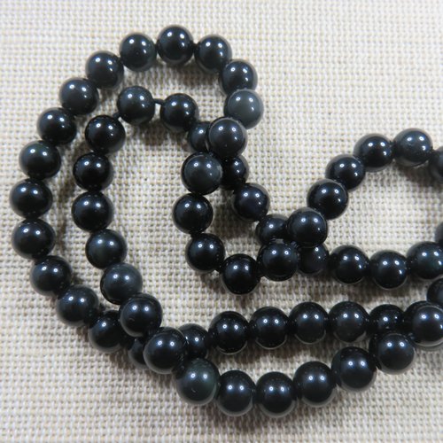Perles obsidienne 6mm noir ronde - lot de 10