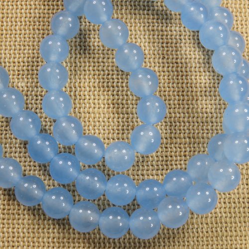 Perles calcédoine bleu 6mm ronde - lot de 10