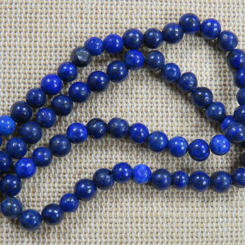 Perles lapis lazuli 4mm ronde pierre de gemme bleu - lot de 10