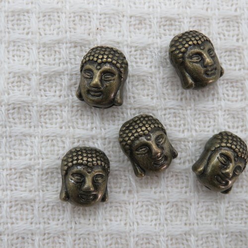 Perles tête de bouddha bronze 11mm - lot de 5