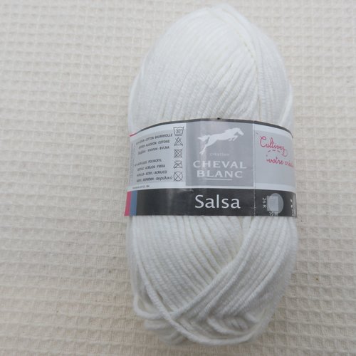 Fil cheval blanc salsa couleur blanc pelote fils coton acrylique