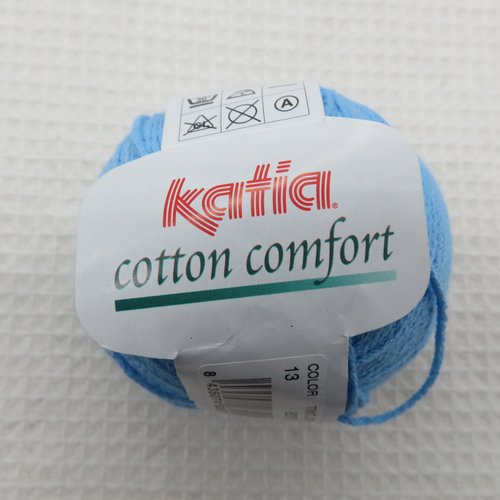 Fil coton katia cotton comfort bleu pelote fils coton polyamide