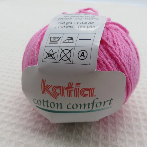 Fil coton katia cotton comfort rose pelote fils coton polyamide