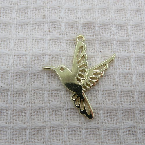 Pendentif colibri doré en métal breloque oiseau-mouche