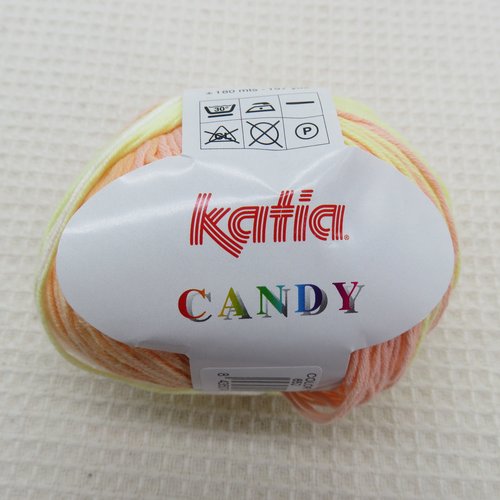 Fil coton katia candy jaune orange pelote fils 100% coton travaux tricot crochet