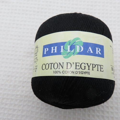 Fil phildar coton d'egypte noir pelote fils 100% coton d'egypte