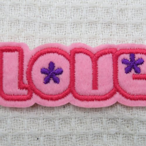 Ecusson love rose thermocollant patch love