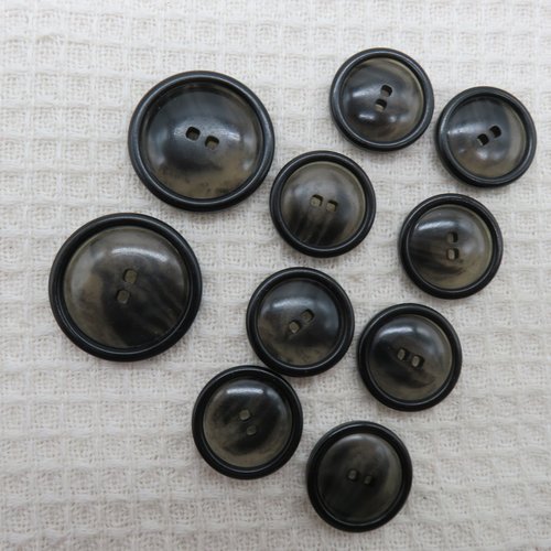 Boutons rond acrylique effet marbré - lot de 10 boutons de couture