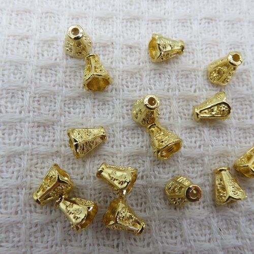Coupelles cône fleuri doré 7x6mm apprêt pour bijoux - lot de 15