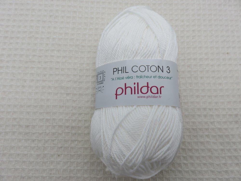 Pelote de fil - COTON 3 - Phildar COULEURS COTON 3 Blanc