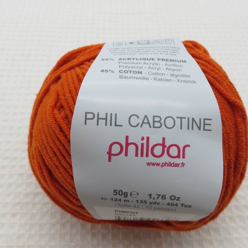Pelote phil cabotine piment phildar coton acrylique