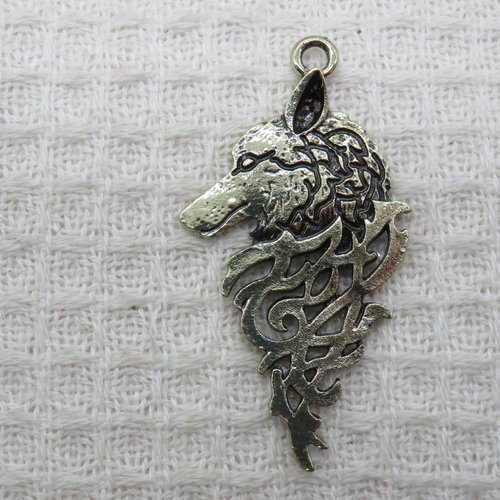 Pendentif loup nœud celtique métal bronze 45mm - apprêt fabrication bijoux diy