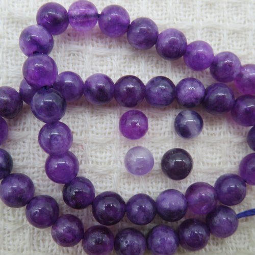 Perles améthyste violette ronde 6mm pierre de gemme - lot de 10