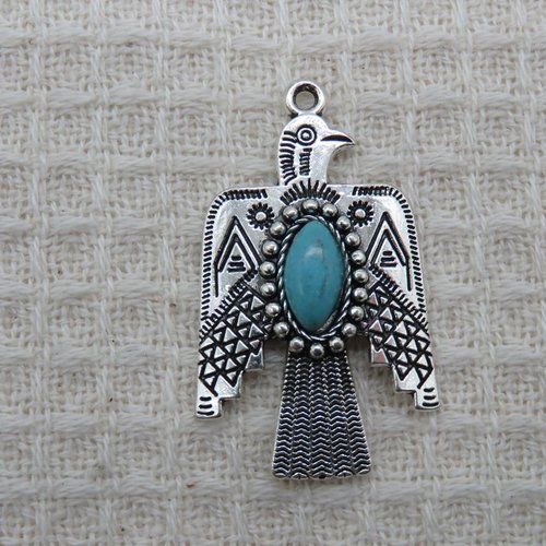 Pendentif condor incas argenté 37mm en métal