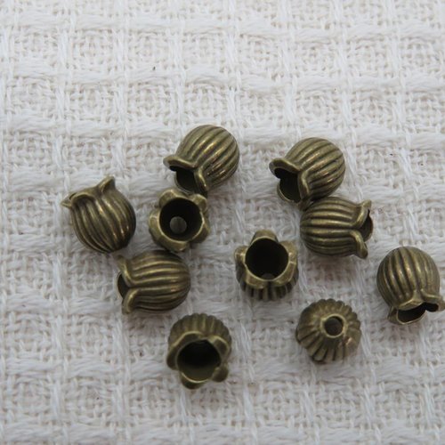 Coupelles muguet bronze fleur métal 6mm - lot de 10