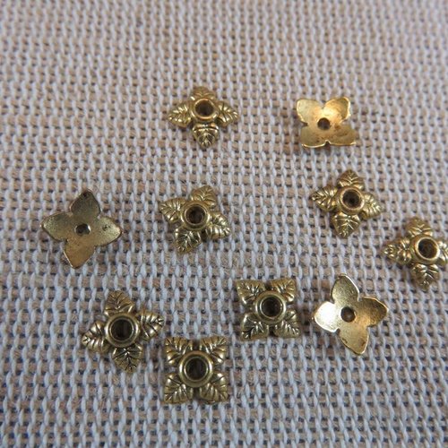 Coupelles fleur métal couleur or vieilli 8mm apprêt pour bijoux - lot de 9