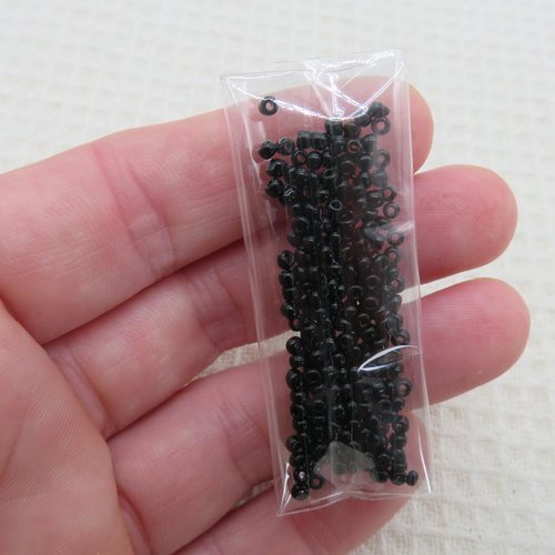 Perles de rocaille 2mm noir - ensemble de 200 perles environ