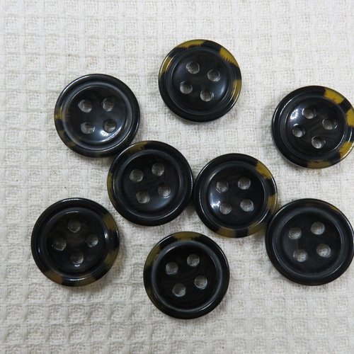 Boutons rond noir léopard 25mm - lot de 8