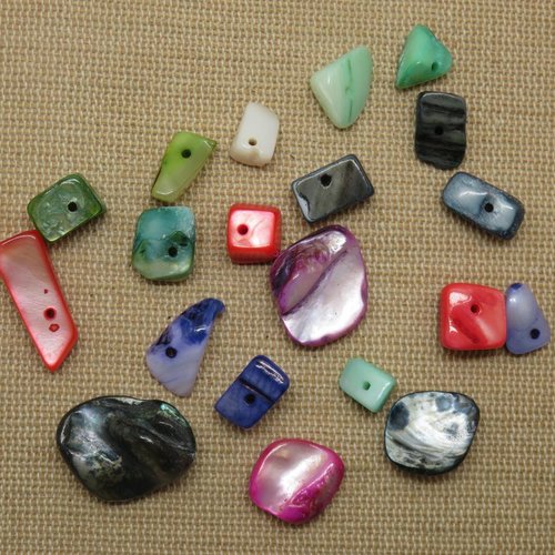 Perles coquille chips couleur mixte forme irrégulière - lot de 10