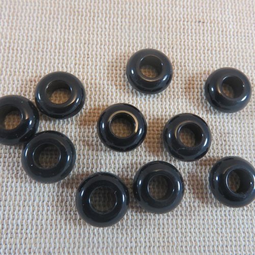 Perles anneaux noir acrylique 12mm - lot de 10